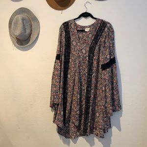 floral long sleeve boho dress